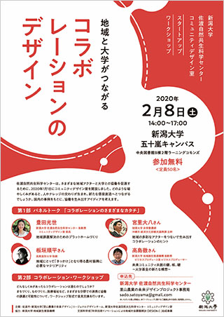「新潟大学佐渡自然共生科学センター コミュニティデザイン室 スタートアップワークショップ」のチラシ