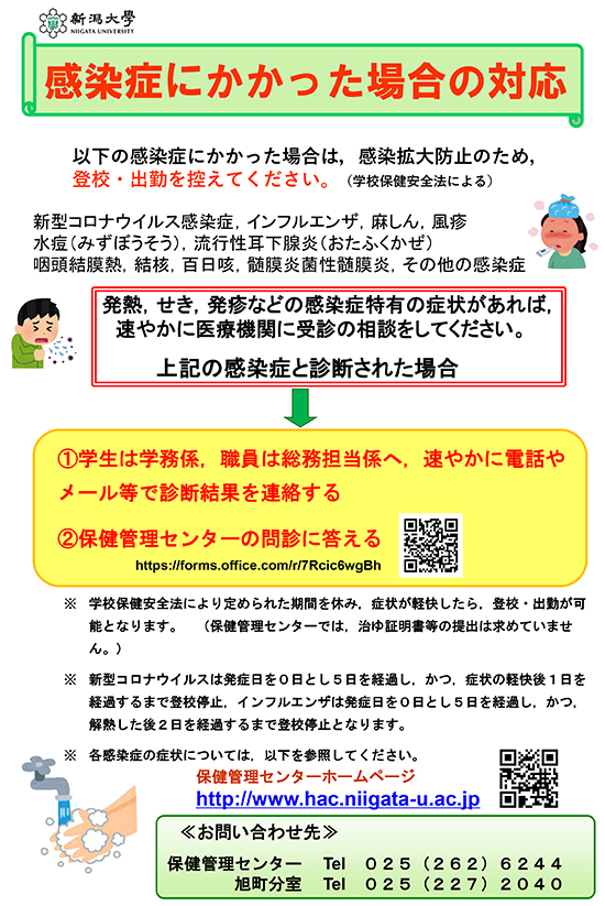 感染症にかかった場合の対応