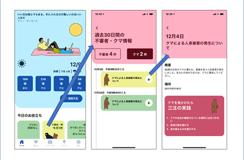 クマの目撃情報の発信(例)