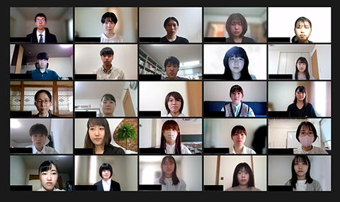 年間学業成績優秀者奨学金授与式(オンライン)の様子