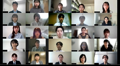 年間学業成績優秀者奨学金授与式(オンライン)の様子