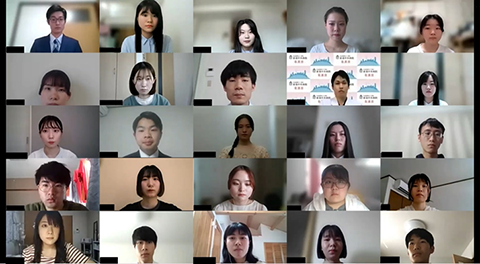 年間学業成績優秀者奨学金授与式(オンライン)の様子