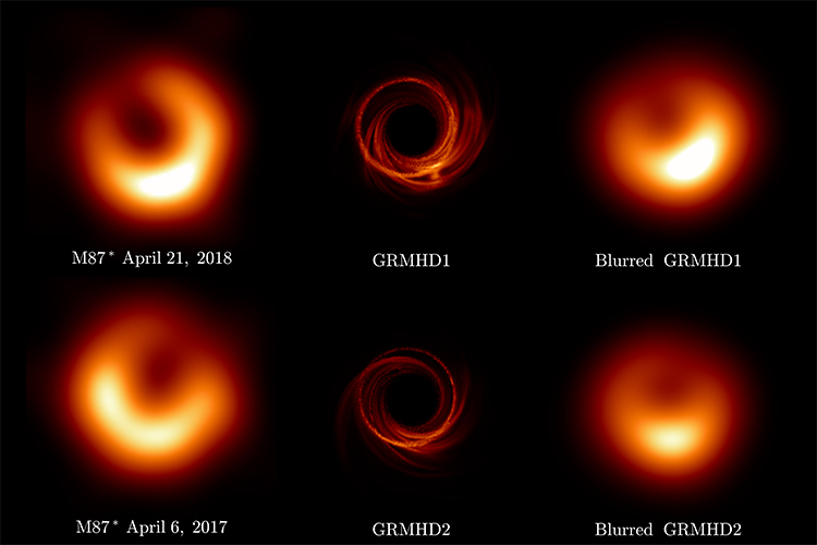 M87ブラックホールの観測画像と理論画像